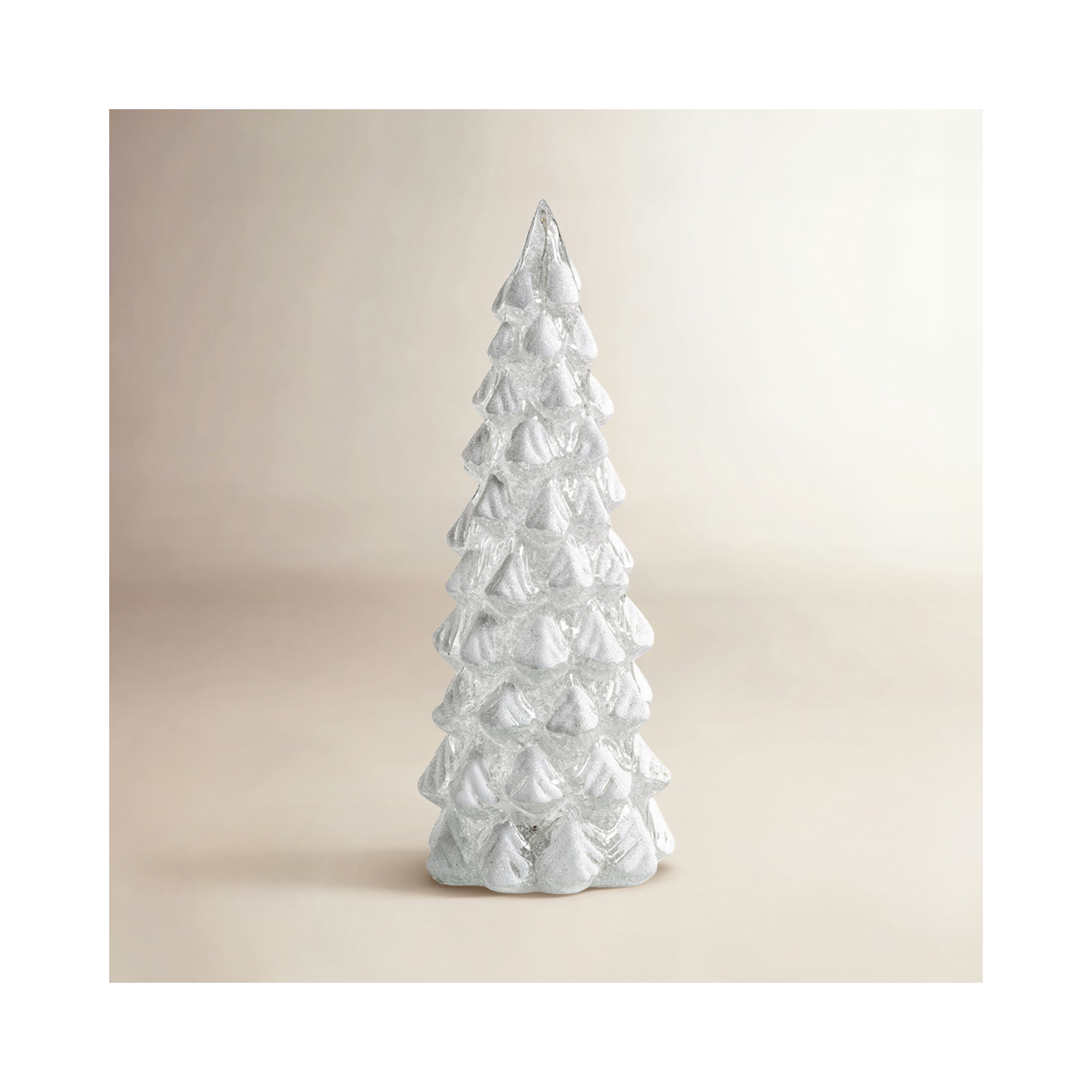 Mireille 2-Piece Set LED Snow Tabletop Trees, 10.25" H x 4" W x 4" D