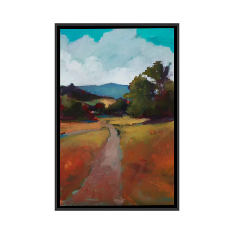 « country road ii », reproduction d’art sur toile, H 26 po x l 18 po x P 1,5 po, Pas de tapis, Toile avec cadre noir