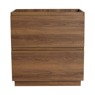 Meuble-lavabo 30 po sans lavabo, armoire encastrée moderne à 2 tiroirs, bois d'ingénierie, brun, meuble-lavabo longue durée, tiroir double autoportant, à la mode et fonctionnel