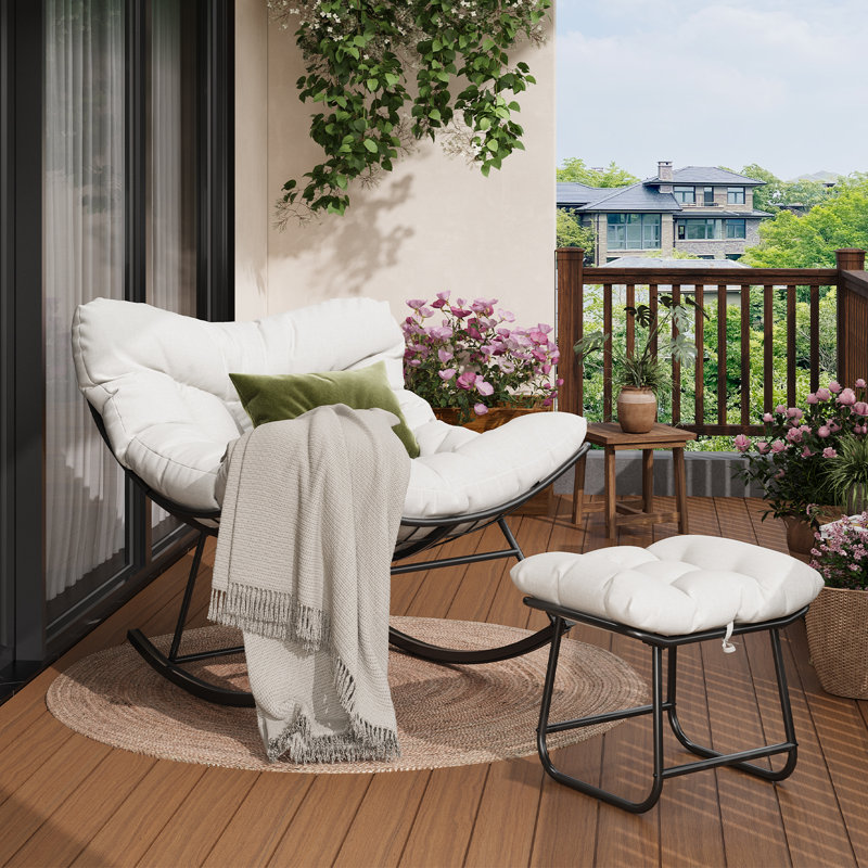59cm Long Chaise Lounge Set, White