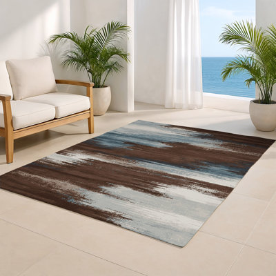 Tapis intérieur et extérieur brun Watercolor