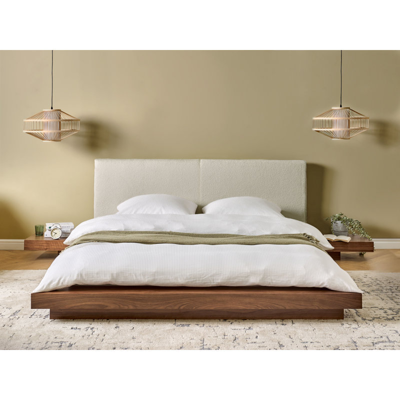 Ronish Upholstered Bed, Kingsize (5'), Brown/White