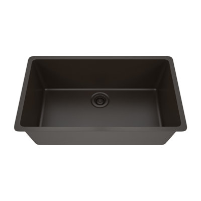Évier de cuisine 32 po x 19 po en quartz platine, évier simple, évier encastré, évier de cuisine en granite
