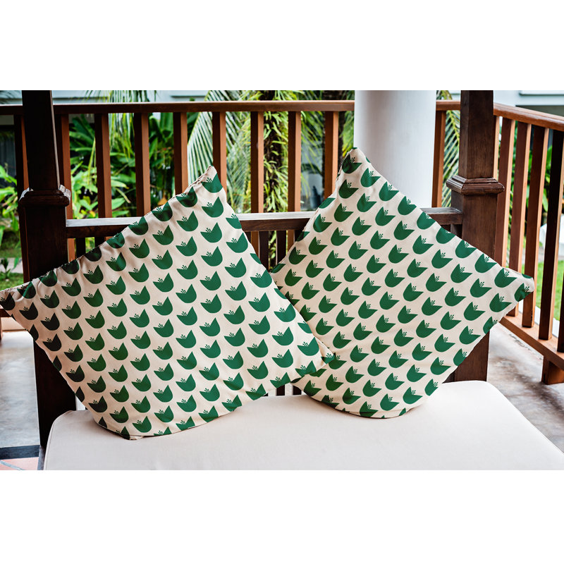 Housse et insert de coussin décoratif intérieur / extérieur Breeland, 20 po x 20 po, Vert/blanc