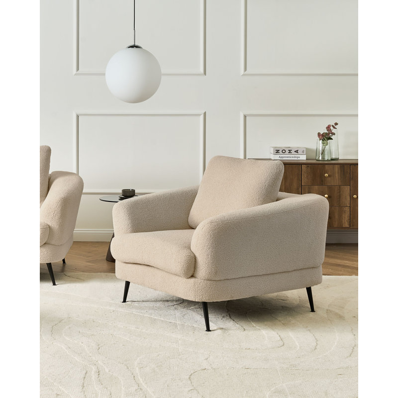 Lemelle Upholstered Armchair, KJAER Beige Boucle