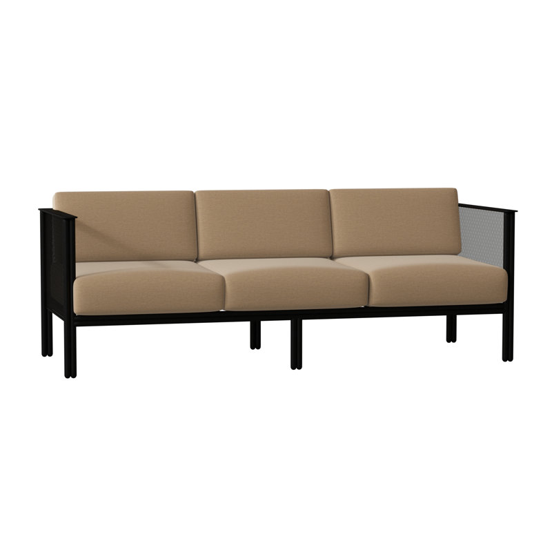 Jax Outdoor 3 - Seat Patio Sofa, Textured Black, Fairview Indigo Abstract Sunbrella®