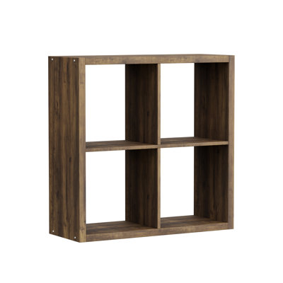 Modern Minimalist 4-Cube Open Shelving Unit, Low-Profile Engineering Timber Bookcases for Bedroom & Living Room