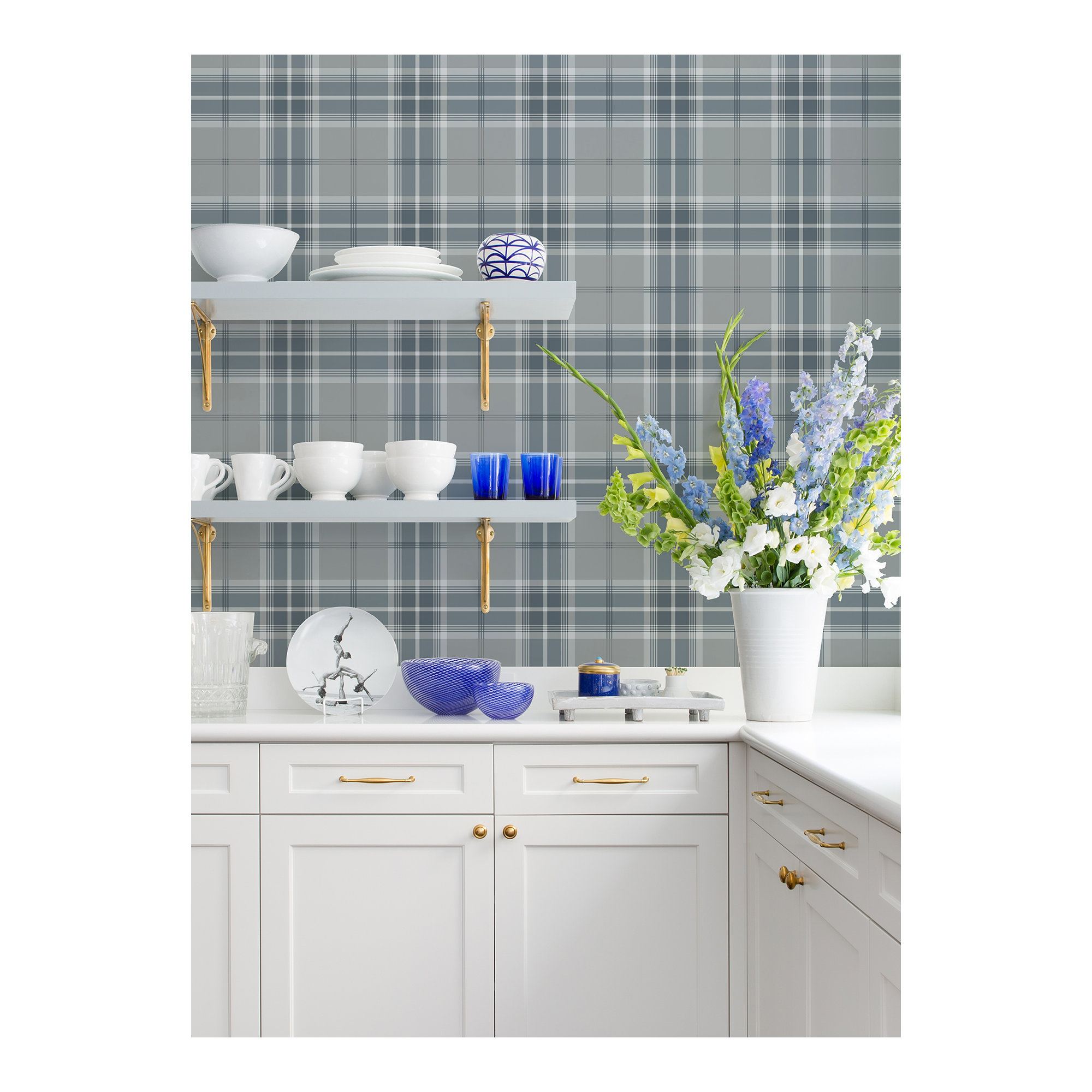 Plaid Wallpaper, Blue