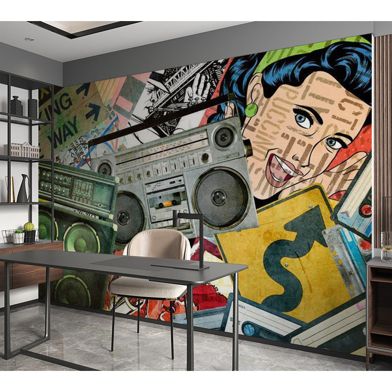 Murale Aniq Pop Art - Coller le mur, L 9,17 pi x l 157 po