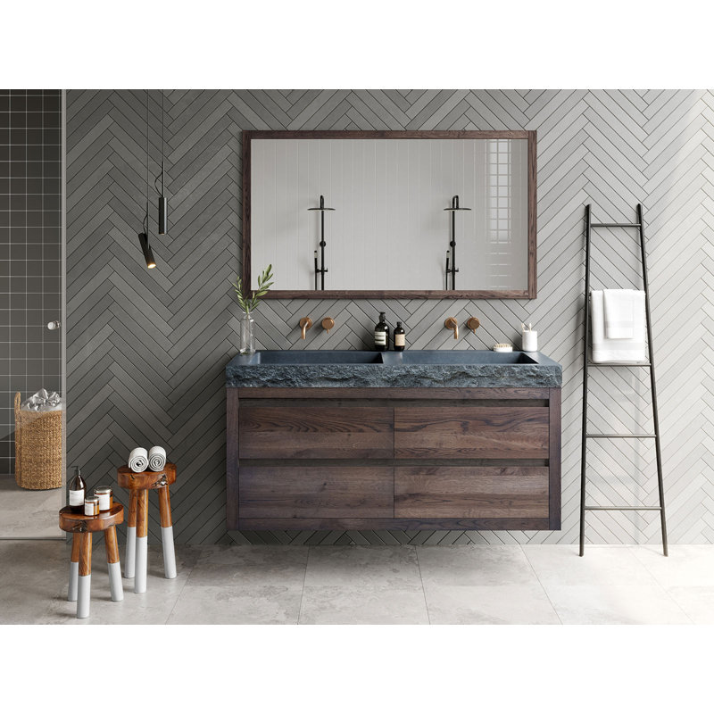 Damaria Vanity Mirror, 80cm H x 140cm W, Charcoal