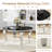 Modern 5-Piece Round Dining Set, 10Mm Black Tempered Glass Dining Table With Mirror Stainless Steel S-Shaped Legs & Velvet Upholstered Dining Chairs With Tufted Backrest And Nailhead Trim-603174259-603174258