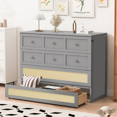 Full Size Murphy Bed with Large Drawers,Gray