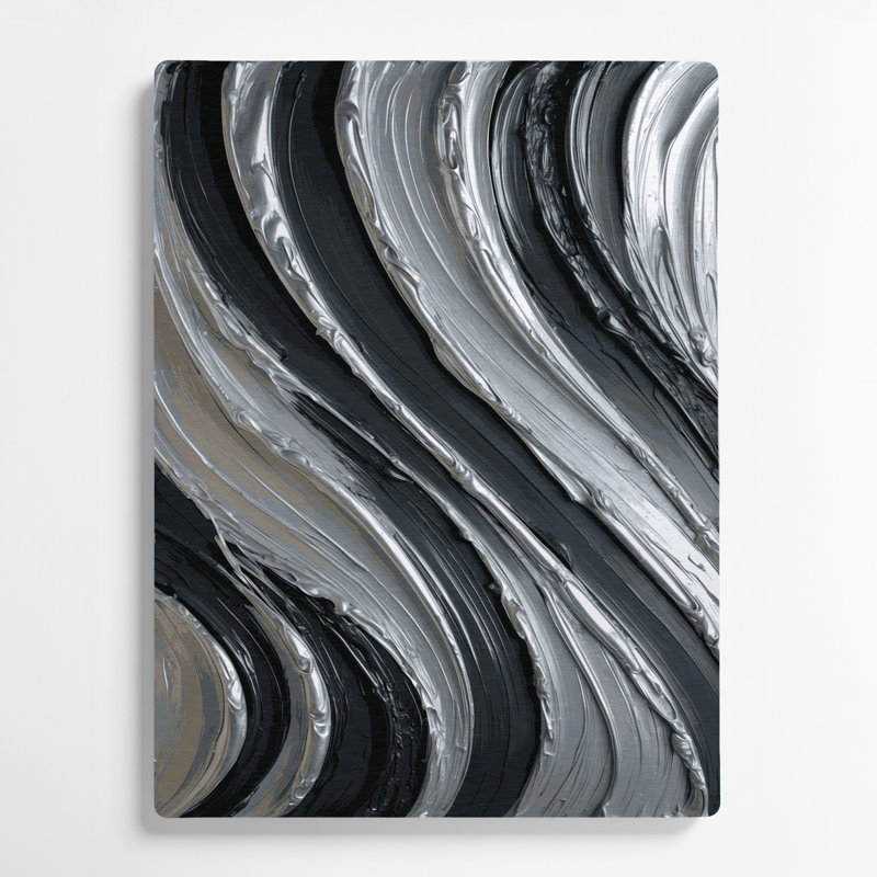 Art mural en métal gris argenté diagonal, H 14 po x l 11 po