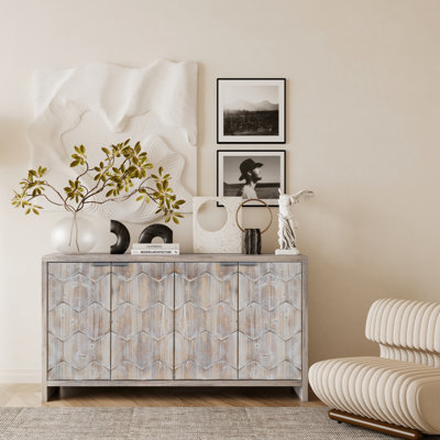 Armoire décorative 4 portes Buffet en bois Buffet Armoire de rangement Armoire de rangement
