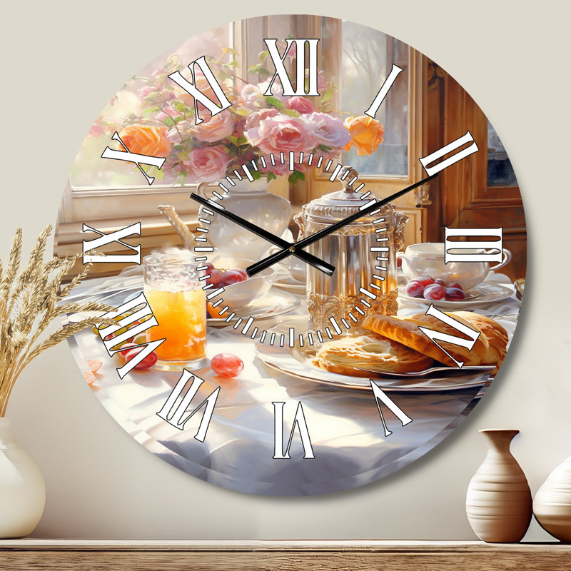 Food Breakfast Cozy I - Food & Beverage White Face Wall Clock, Medium