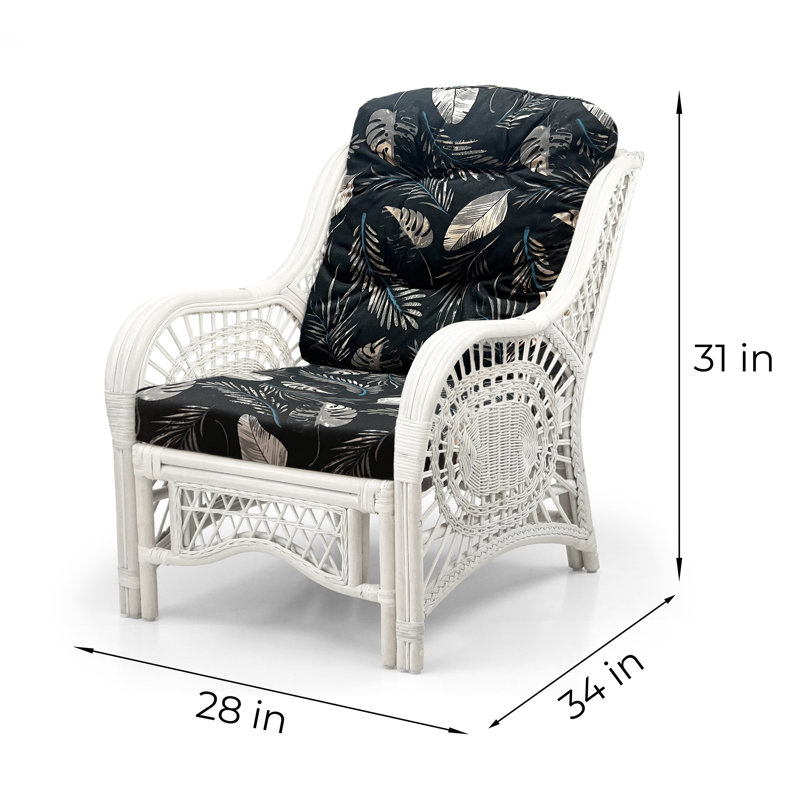 Fauteuil en velours capitonné naturel Agambir, Noir / motif de feuilles