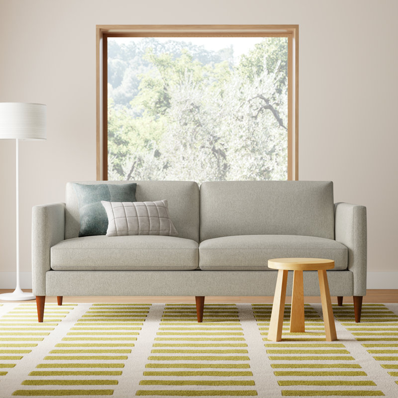 Clifford 87" Upholstered Custom Sofa, Ticket Ash Heathered Basketweave