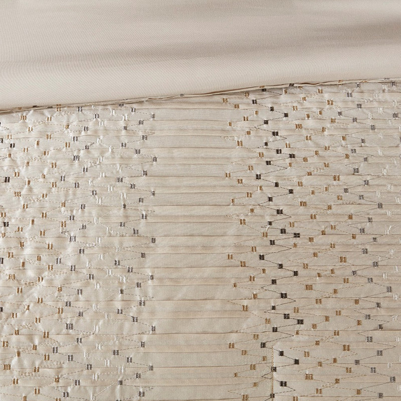 Édredon très grand 8 pièces - Fausse soie, rembourrage, coussins décoratifs, literie beige, soie avec broderie,