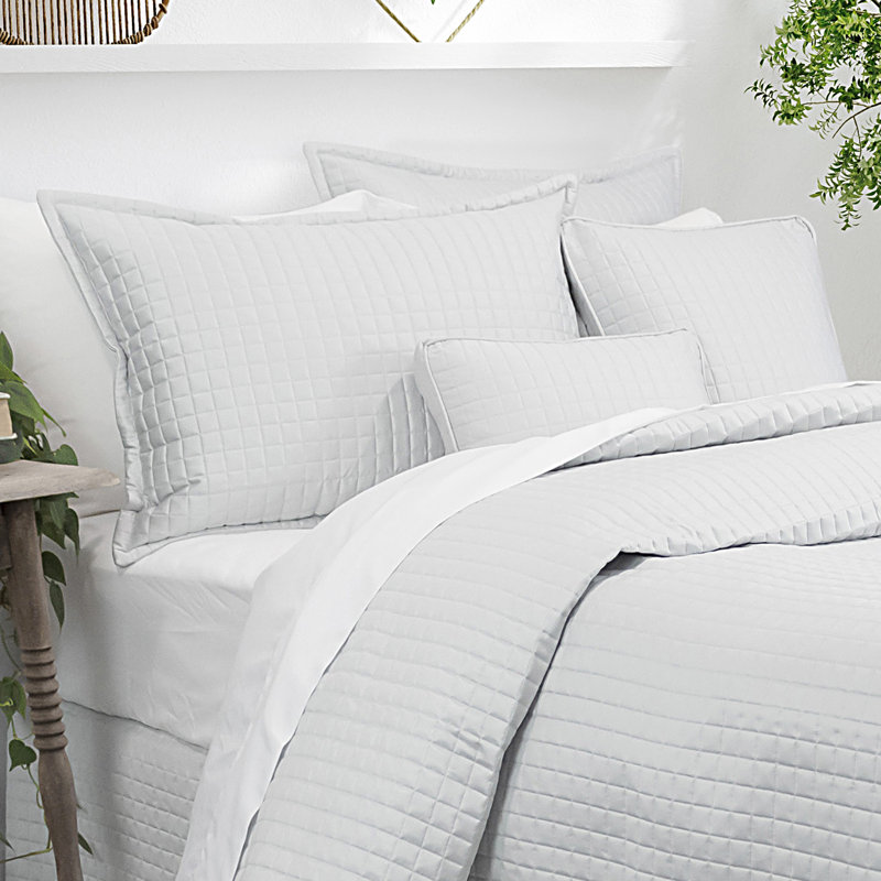 Couvre-lit en coton gris perle Galena, Couvre-lit pour grand lit
