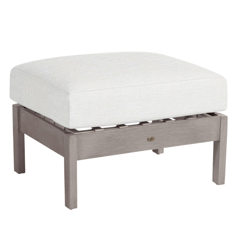 Kennebunkport Outdoor Ottoman with Cushion, No Welt, Oyster, Perigold Replay Char