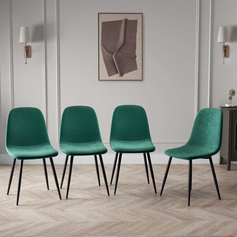 Psomas 47cm H Velvet Upholstered Metal Side Chair, Green