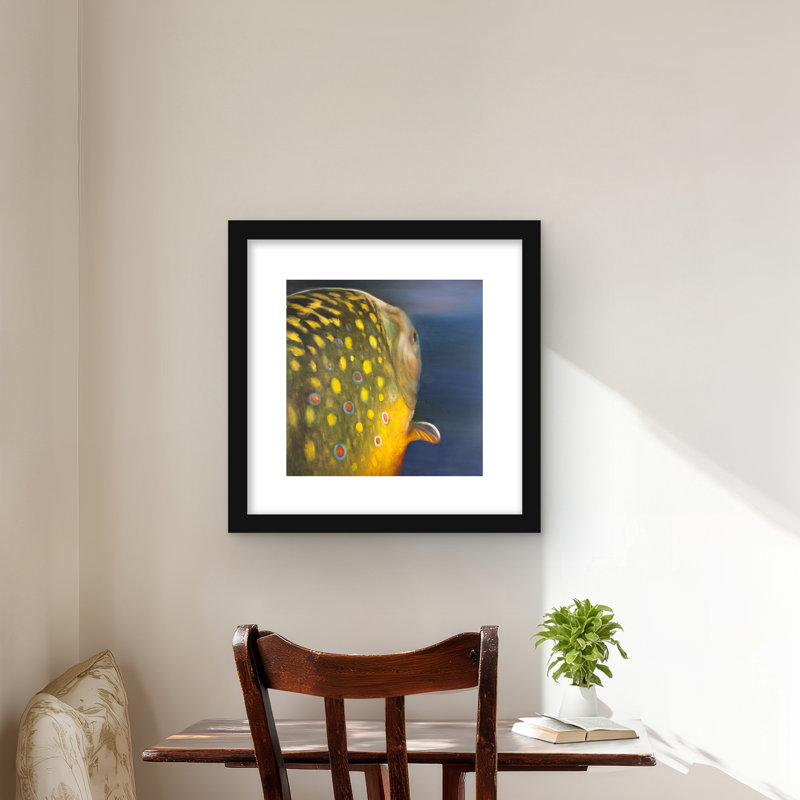 Impression de poisson truite dorée - décor marin mat encadré