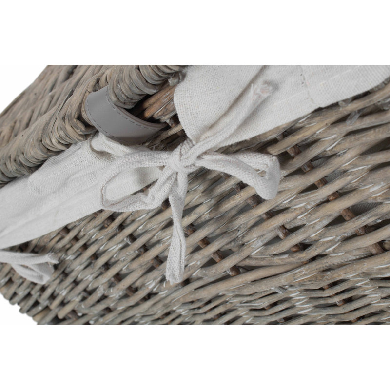 Wicker Storage Hamper Basket with Lining, 31cm H x 47cm W x 32cm D, Grey Wash