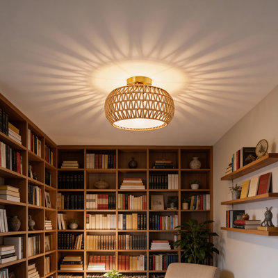 Rattan Semi Flush Mount