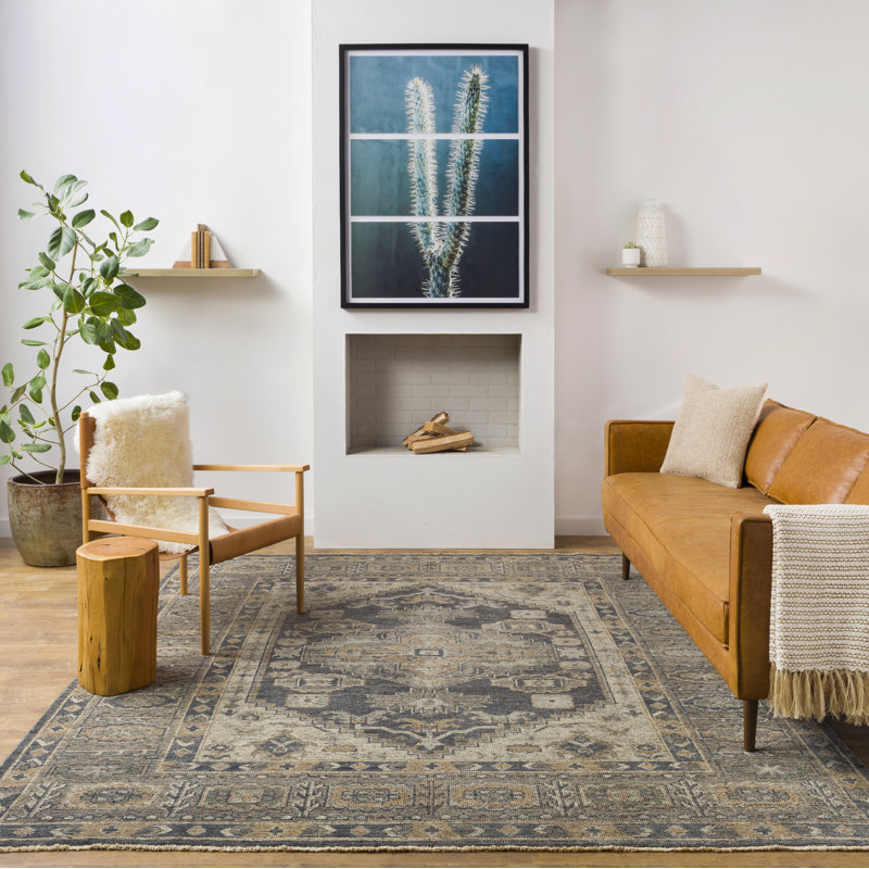 Meja Hand Knotted Wool Oriental Area Rug, Rectangle 9' x 12'