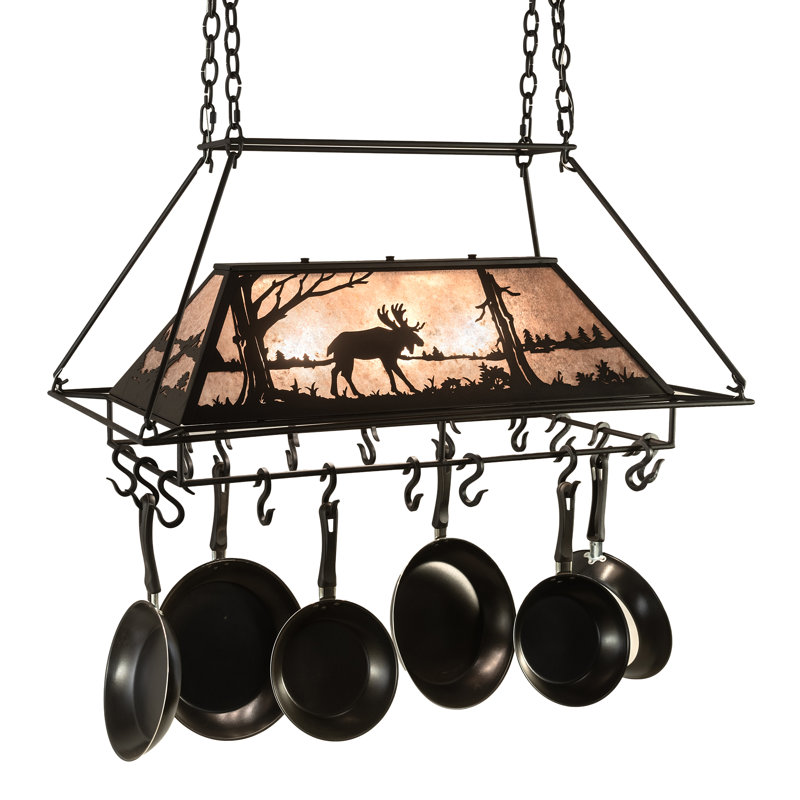 Moose at Lake Handcrafted Hanging Pot Rack