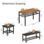 Table de salle à manger industrielle 4 pièces avec banc et tabourets, ensemble de table de salle à manger pour 4 personnes avec structure en métal et tablette de rangement pour la salle à manger, coin repas, petit espace