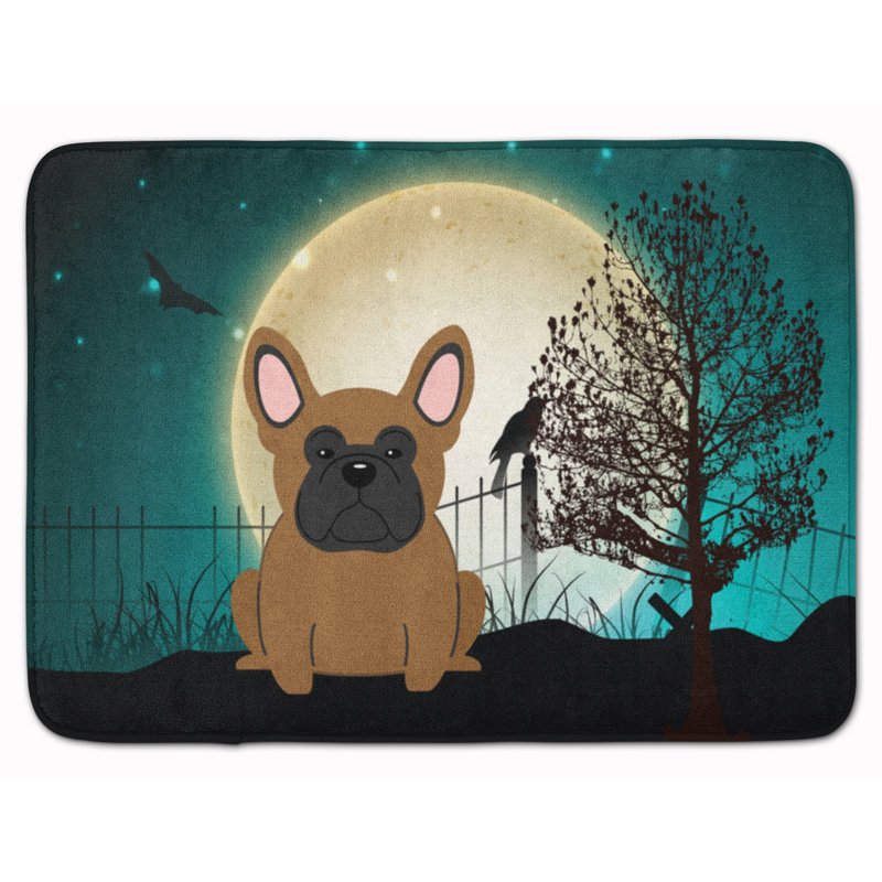 Tapis de bain en forme de bouledogue français Halloween, Brun