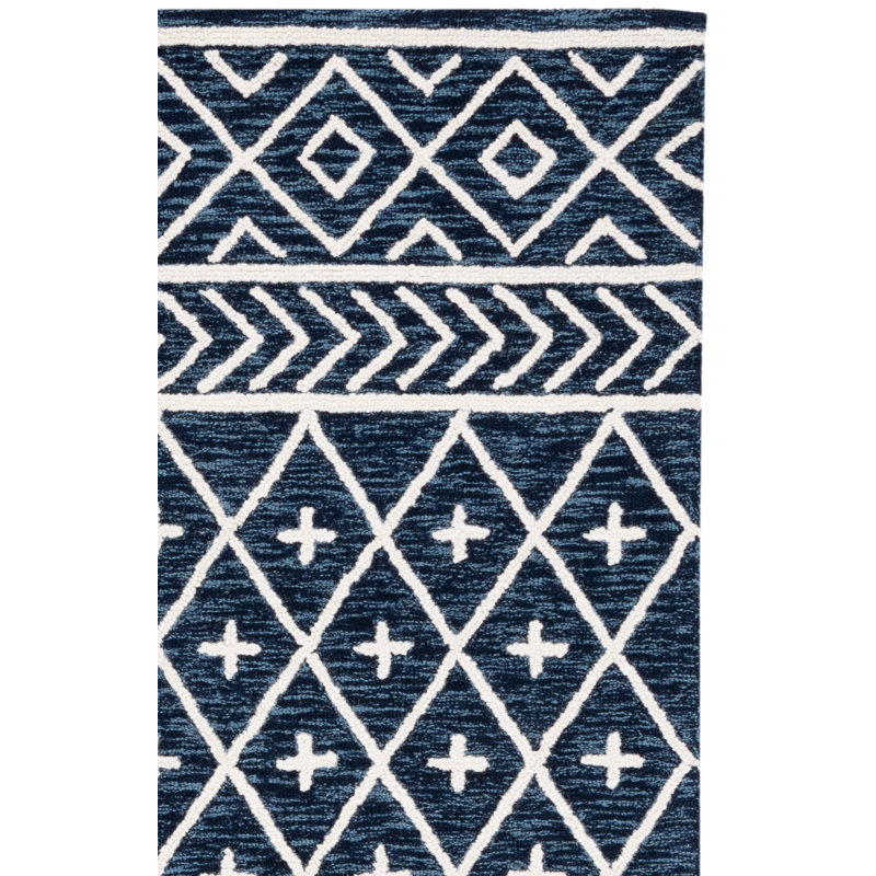 Metro 460 Area Rug In Navy / Ivory, Runner 2' x 9'