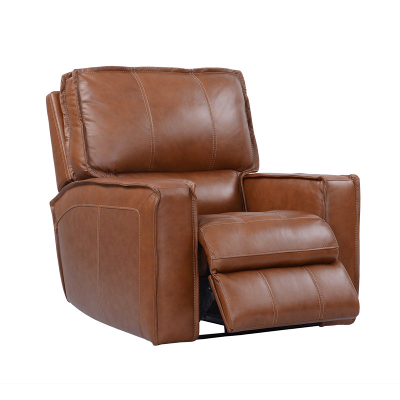 Fauteuil inclinable électrique standard en cuir véritable de 41 po de largeur Azyah, Brun / cuir véritable