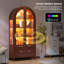 Freestanding Arch Display Cabinet with RGB Lights and Motion Sensor, Large Capacity Tempered Glass Doors Office Storage Cabinets-1245694915
