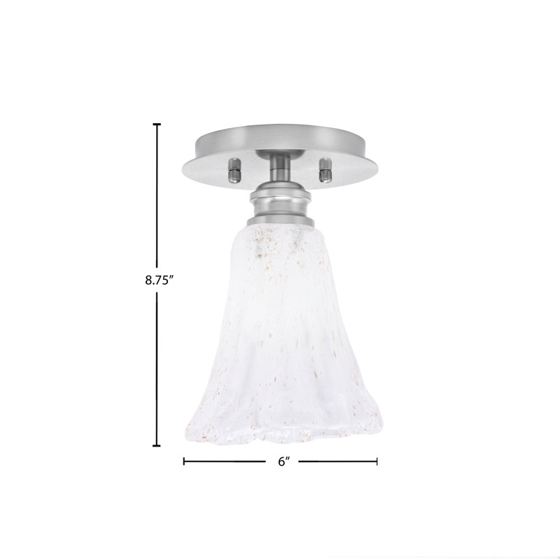 Verre semi-encastré 1 lumière avec verre à cannelure 5,5 "Edge Edge, Nickel brossé