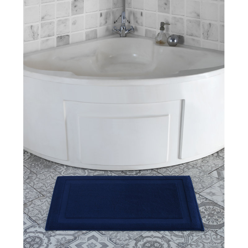 Navy Turkish Cotton Machine-Washable Textured Shower Mat
