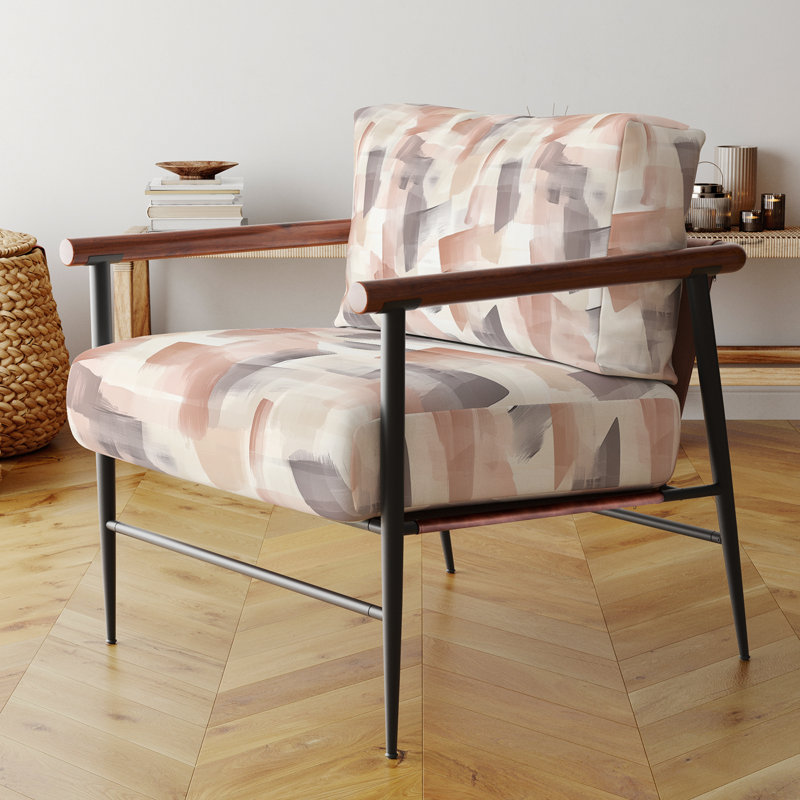 Chaise rembourrée Modern, Bras ronds bruns