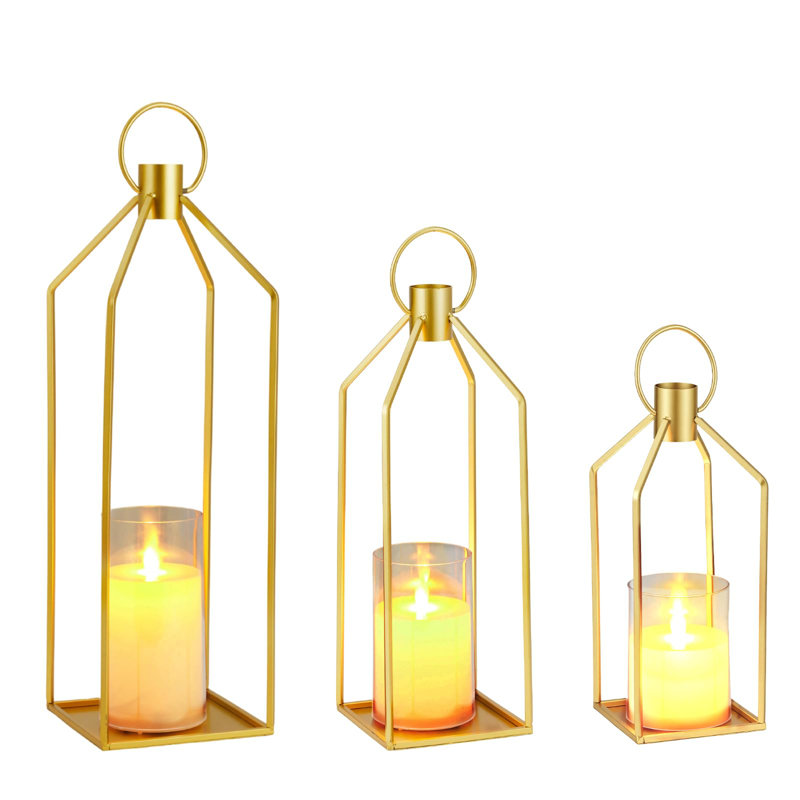 Metal Candelabra with Candle Included, Gold