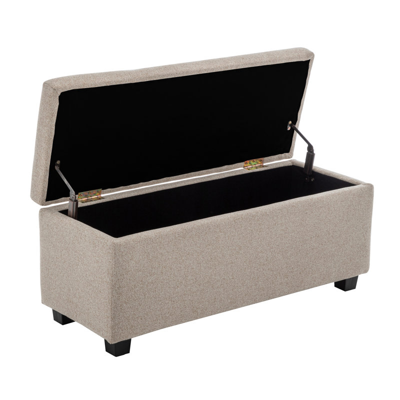 Ebern Designs Hekla Fabric Flip Top Storage Bench, Beige
