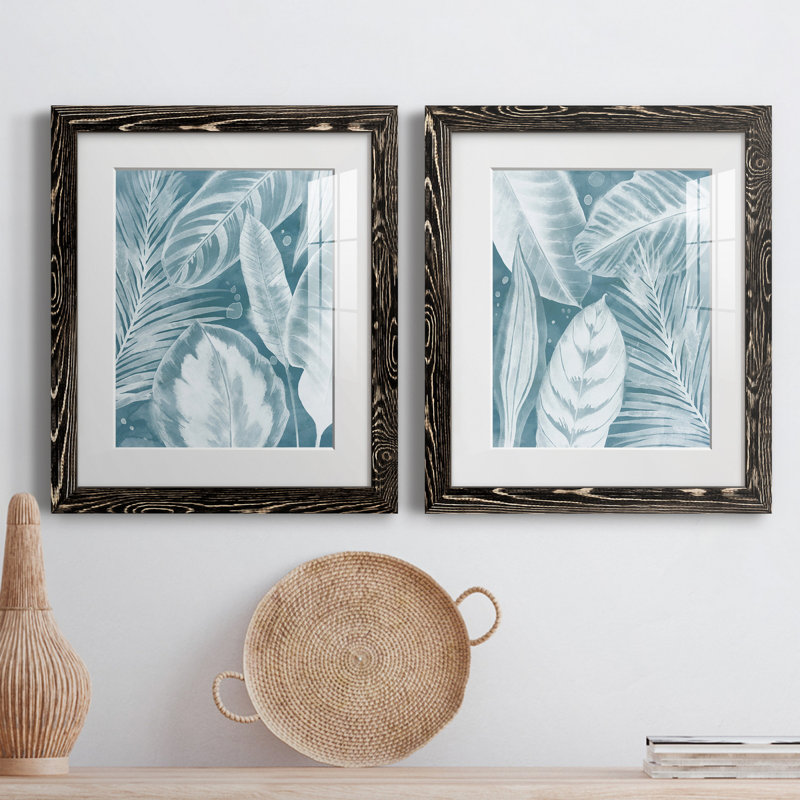 House Plant Jungle I - ensemble de 2 peintures encadrées, H 24 po x l 36 po x P 1,5 po, Noir