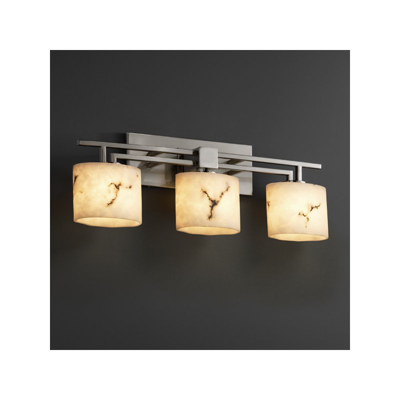 Éclairage pour meuble-lavabo 3 lumières Murrysville LumenAria, Carré avec rebord plat, Nickel