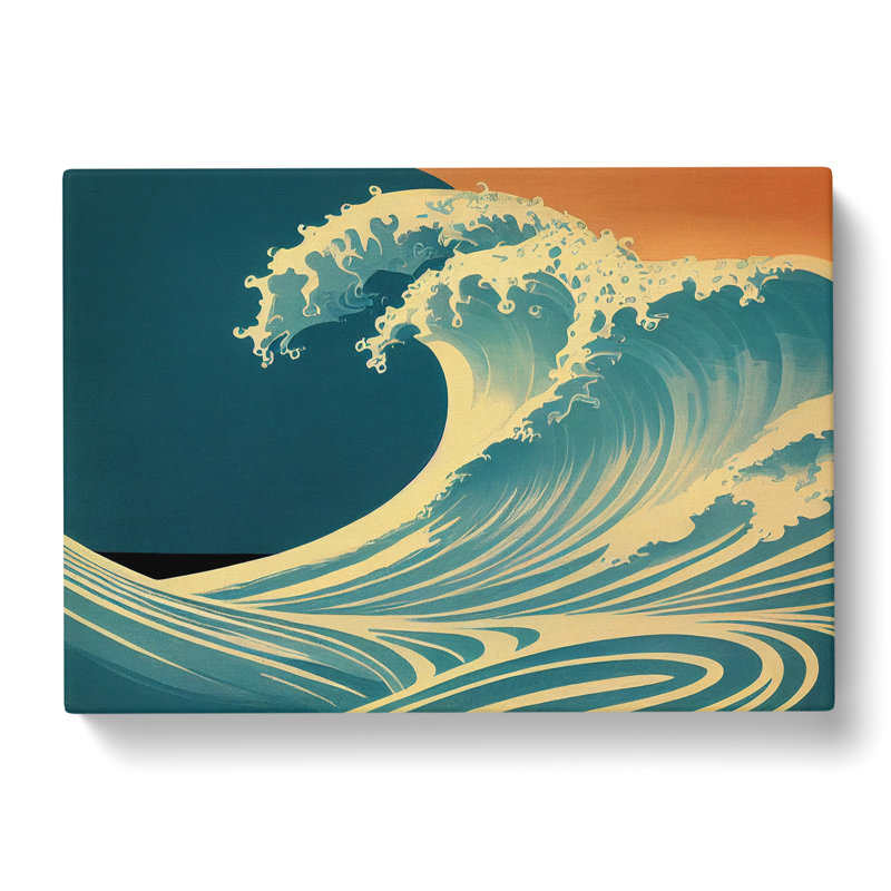 Modern Japanese Wave - Wrapped Canvas, 40cm H x 60cm W x 3cm D