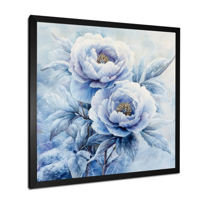 Pivoine bleue glacée - art mural pivoines