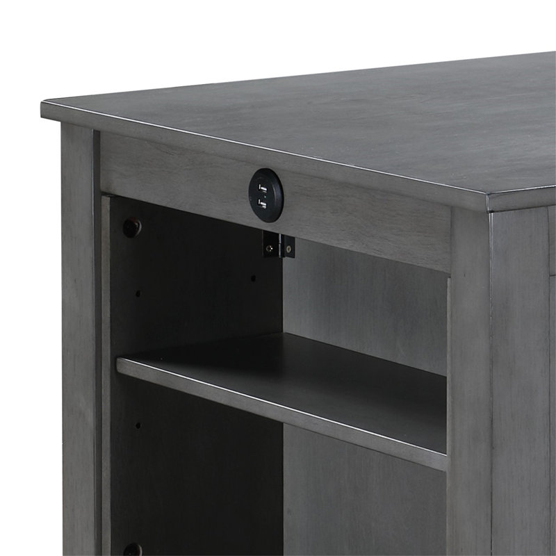 Graham 36" Grey Finish Small Space Counter Height Dining Table With Usb Charging Ports And Shelves (Only Tables, No Chairs)