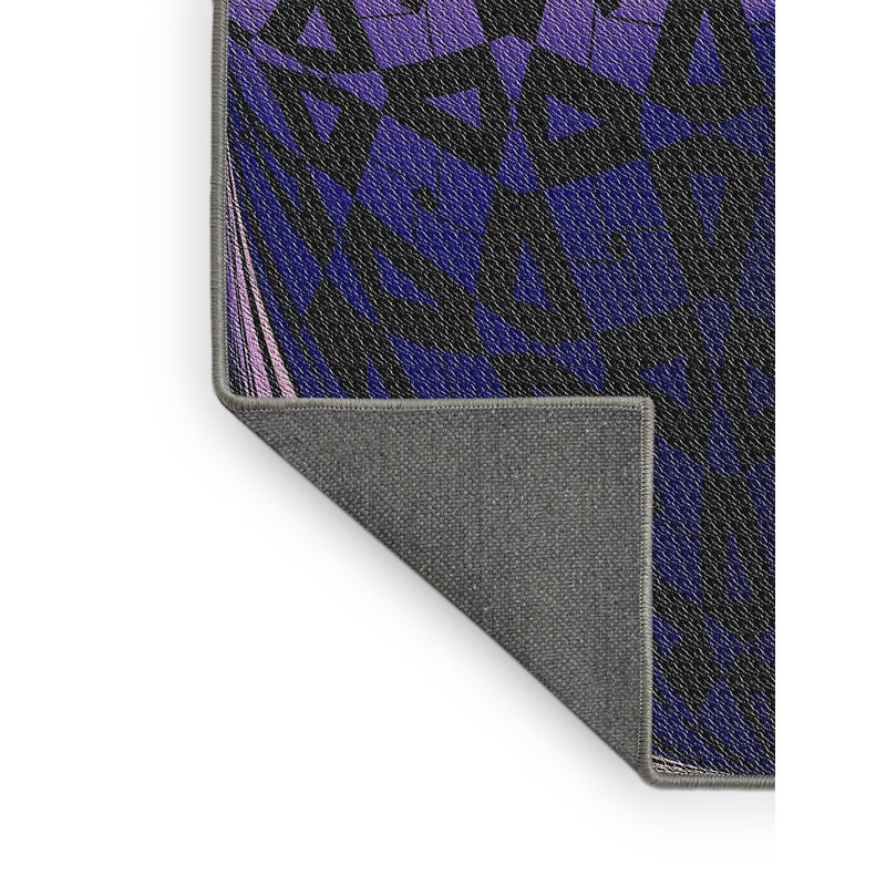 Tapis mauve/jaune à motifs, Rectangle 4 pi x 6 pi