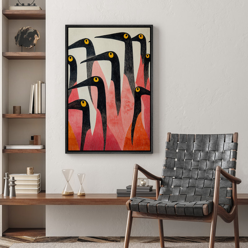 «Vibrant Pink Red Abstract Animals», impression sur toile encadrée de décorations murales pour chambre à coucher