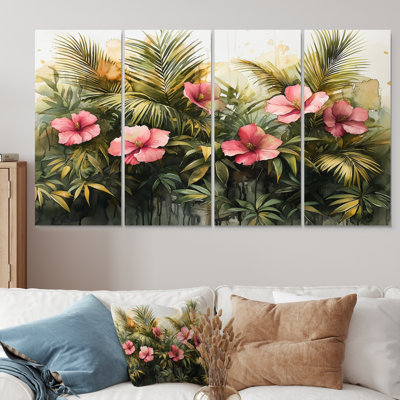 Hibiscus tropical dans une symphonie Sprng I - Hibiscus Hibiscus Wall Decor - Art mural traditionnel