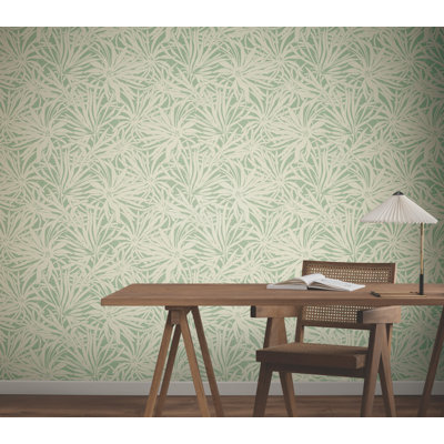 Papier peint floral avec auvent crème