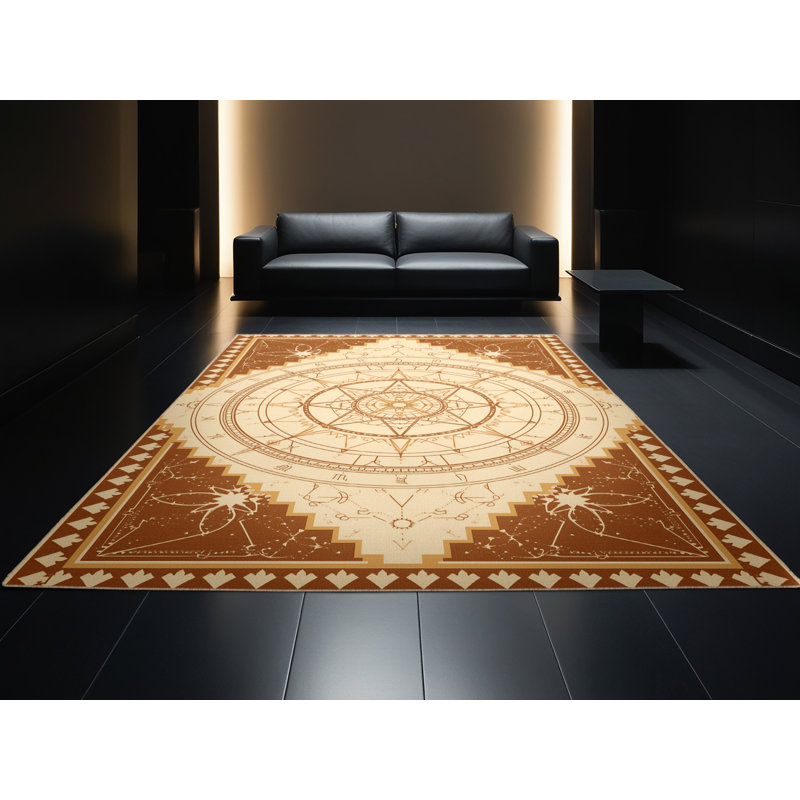 Tapis moelleux moelleux d'inspiration mondiale de couleur marocaine Schroeder - reliure beige, 2 pi x 3 pi